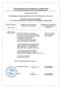 2019.04.04 Георгиевск - Приложение к сертификату устройства поворотные, откидные, поворотно-откидные, взломоустойчивые. ГОСТ 30777-2012